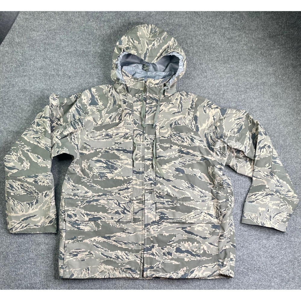 US Air Force Parka Mens‎ Large Regular Gray Tiger Stripe Camo APECS Jacket